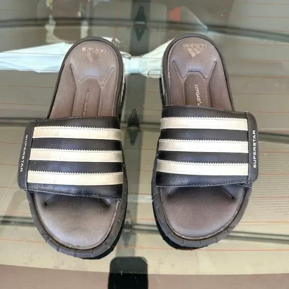 Adidas Superstar 3G Men's Slides Size 9 Black Gray/Silver